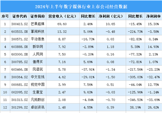 2024年上半年中國數字媒體行業上市公司業績排行榜（附榜單）