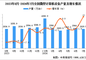 2024年7月全國微型計算機設備產量數據統計分析