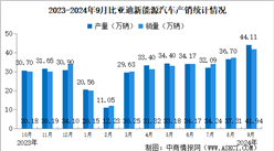 2024年9月比亞迪產銷情況：銷量同比增長45.91%（圖）