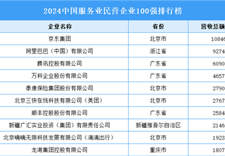 2024中國服務業民營企業100強排行榜（附榜單）