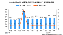 2024年9月中國二極管及類似半導體器件進口數據統計分析：進口量同比增長0.1%