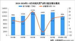2024年1-9月中國天然氣進口數據統計分析：進口量同比增長13%