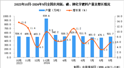 2024年9月全國農用氮、磷、鉀化學肥料產量數據統計分析