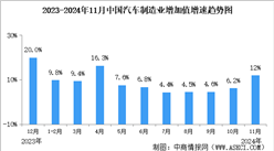 2024年11月中國規上汽車制造業工業增加值同比增長12%（圖）