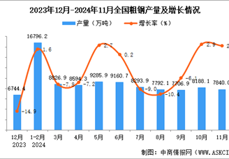2024年11月全國粗鋼產量數據統計分析