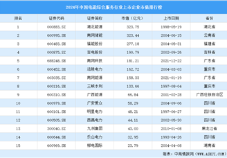 2024年中國電能綜合服務行業上市企業市值排行榜（附榜單）