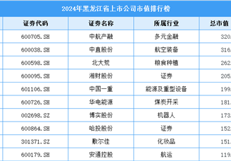 2024年黑龍江省上市公司市值排行榜（附榜單）