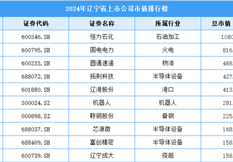 2024年遼寧省上市公司市值排行榜（附榜單）