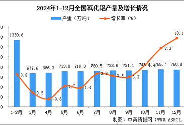 2024年12月全國氧化鋁產量數據統計分析