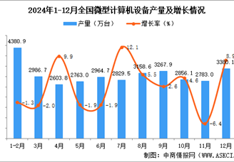 2024年12月全國微型計算機設備產量數據統計分析