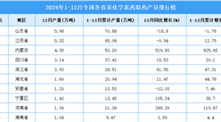 2024年全國各省市化學農藥原藥產量排行榜