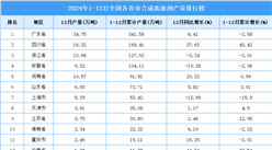 2024年全國各省市合成洗滌劑產量排行榜