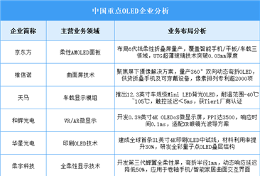2025年中國OLED企業業務布局預測分析（圖）